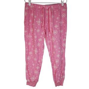 Old Navy Snowflake Elastic Waistband 100% Cotton Jogger Pajama Pants Pink Medium